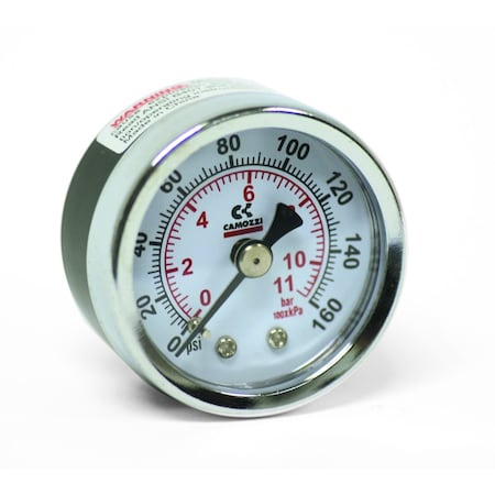 Camozzi Pressure Gauge, 0-160 Psi, 1 1/2" Face, 1/8" NPTF Back Connection Coo: China M043-P10TF
